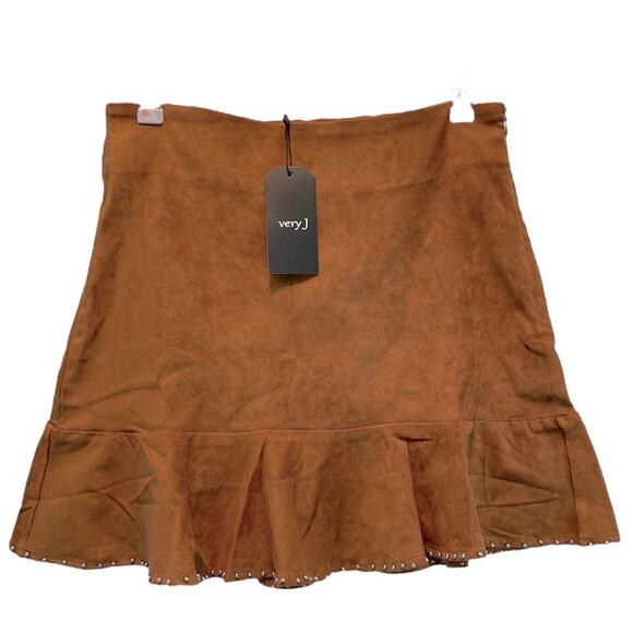 Very J Faux Suede Studded Hem Mini Skirt Medium Jr. - Picture 1 of 6